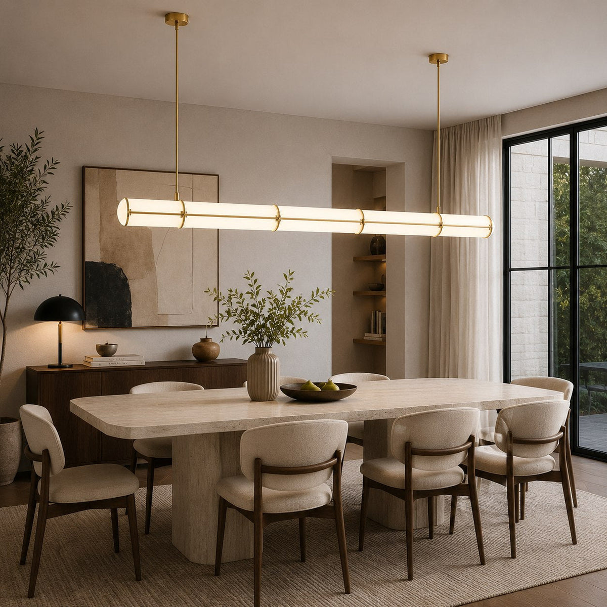 Slim Cylinder Linear LED Pendant Light Gold or Black 100 to 150 cm Dimmable