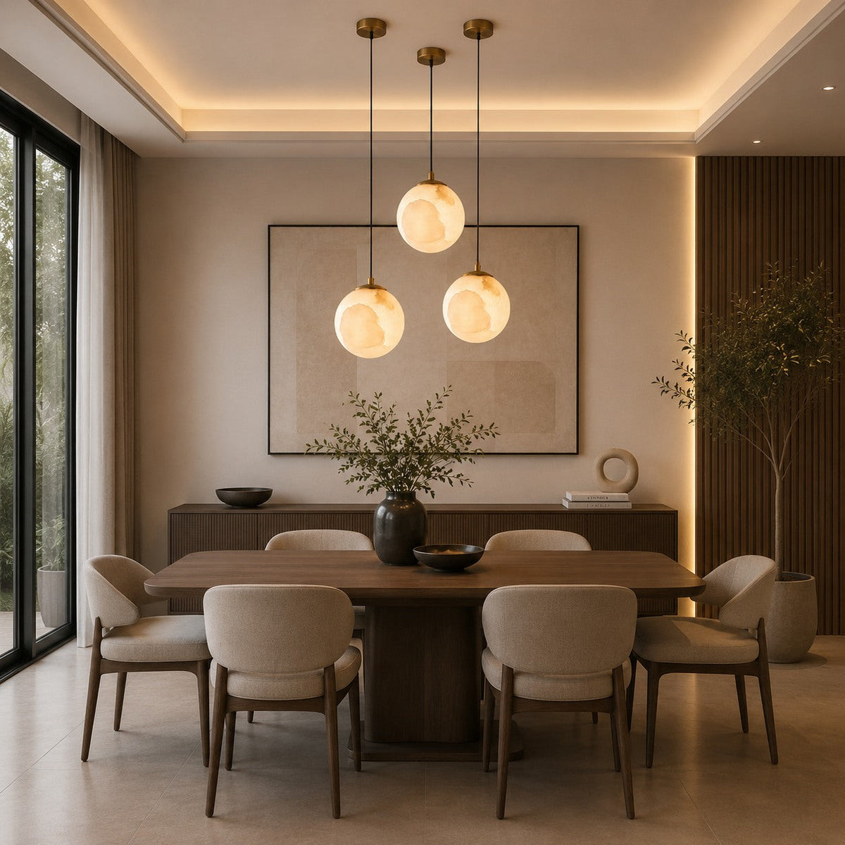 Alabaster Globe Mini Pendant Light Black or Brass Integrated LED for Bedside