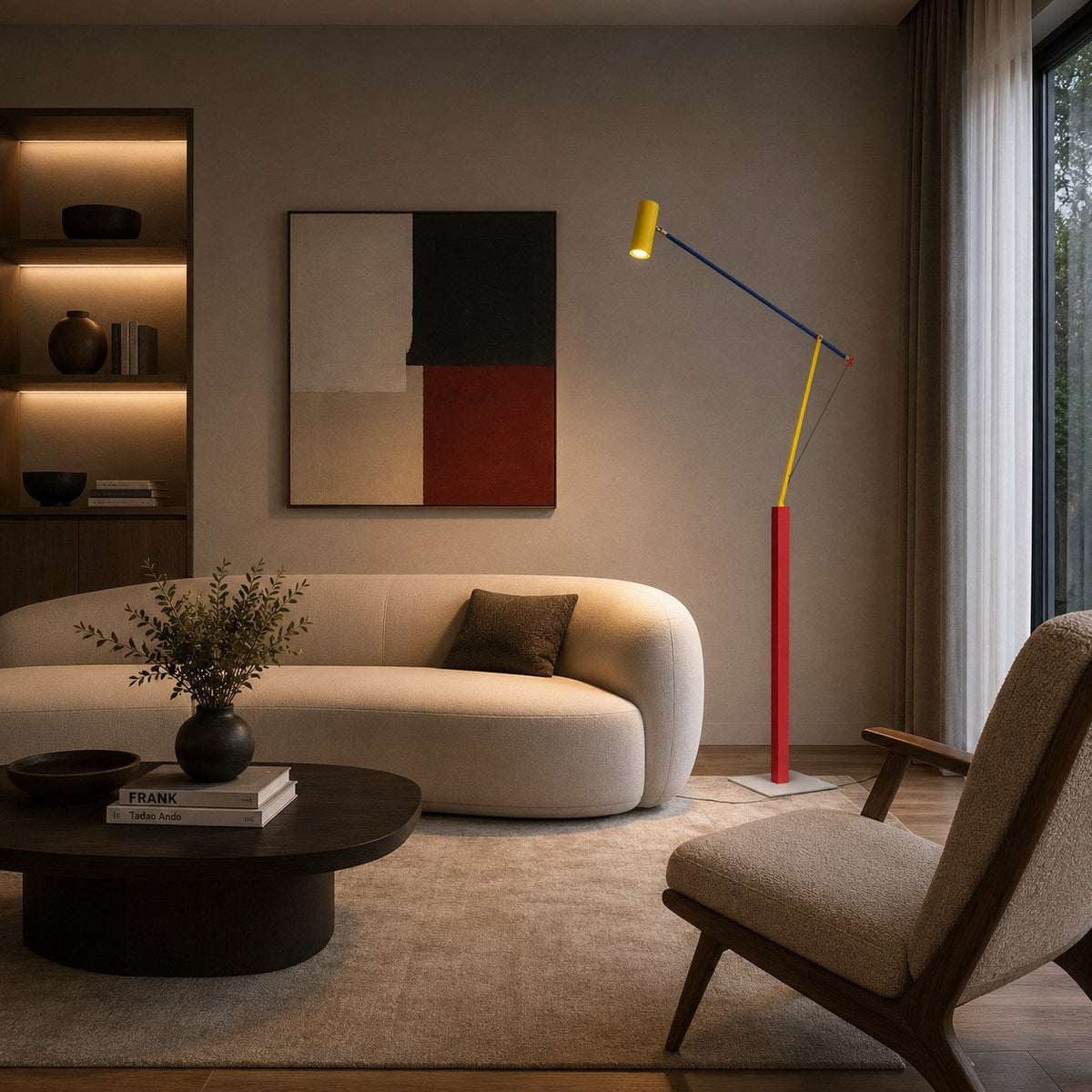 Primary Colour Floor Lamp with Aluminium Shade COB LED Warm Light Telescopic