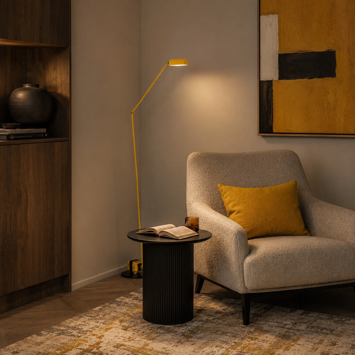 Adjustable Metal Shade Floor Lamp with Stepless Dimming LED in Five Colours
