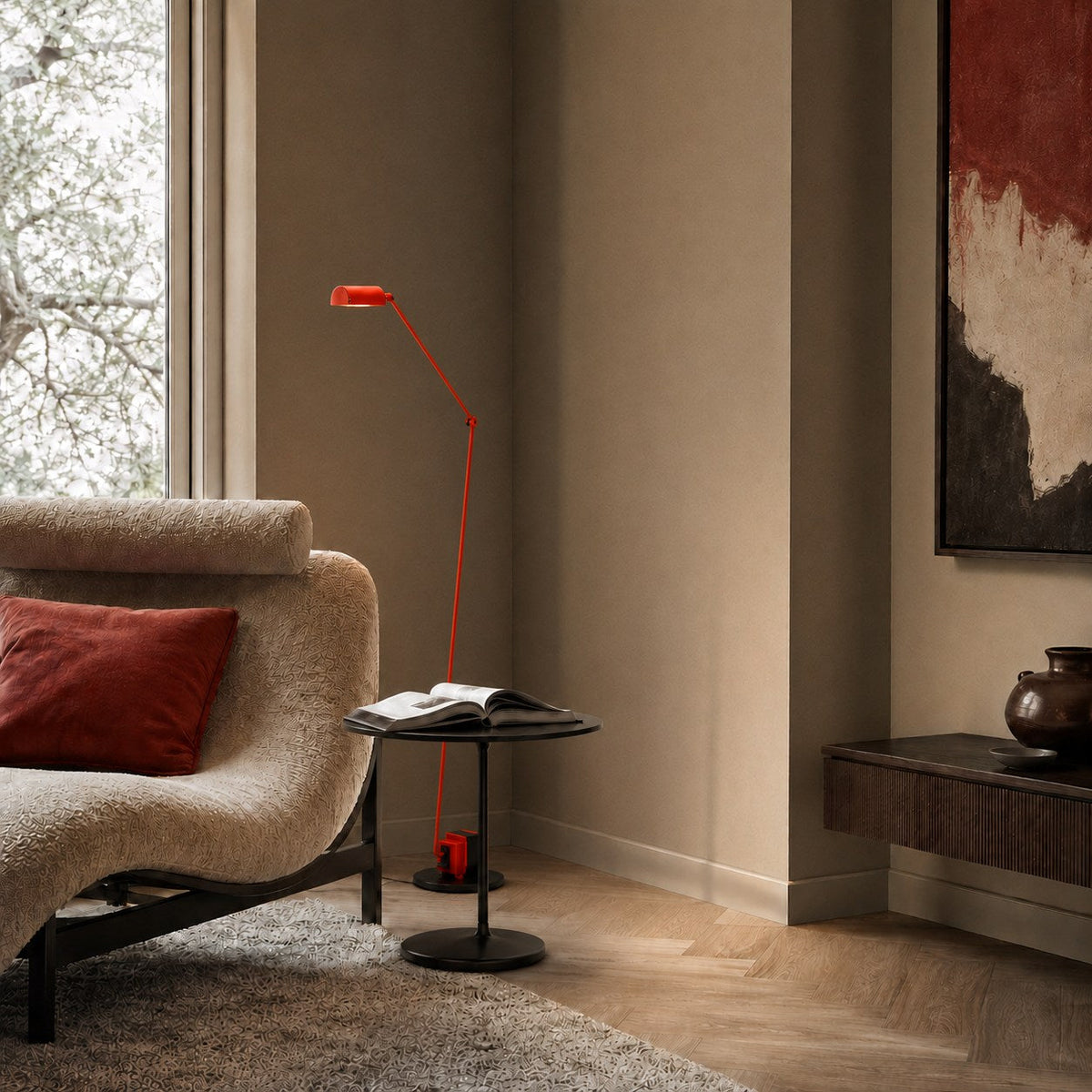 Adjustable Metal Shade Floor Lamp with Stepless Dimming LED in Five Colours