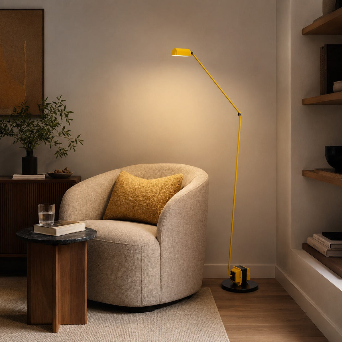 Adjustable Metal Shade Floor Lamp with Stepless Dimming LED in Five Colours