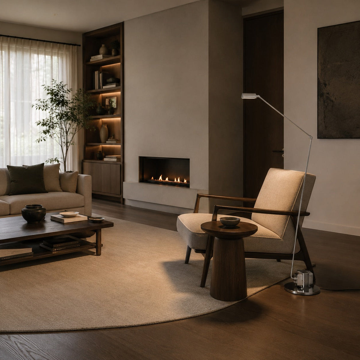 Adjustable Metal Shade Floor Lamp with Stepless Dimming LED in Five Colours