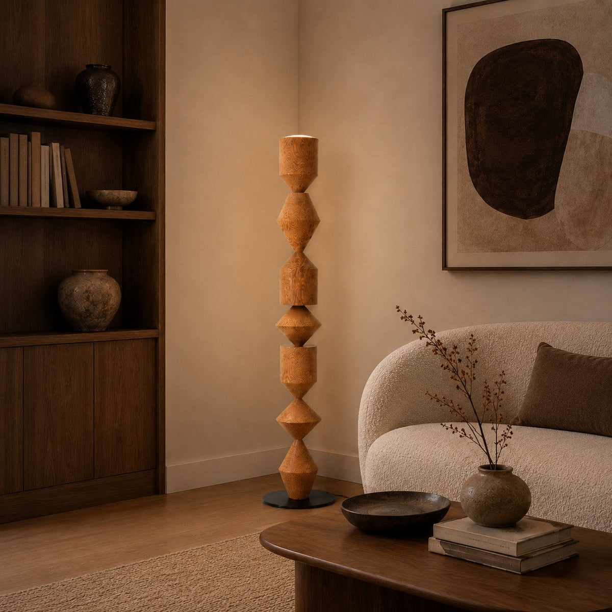 Indirect Uplight Iron Floor Lamp with E27 Socket in White or Wood Finish
