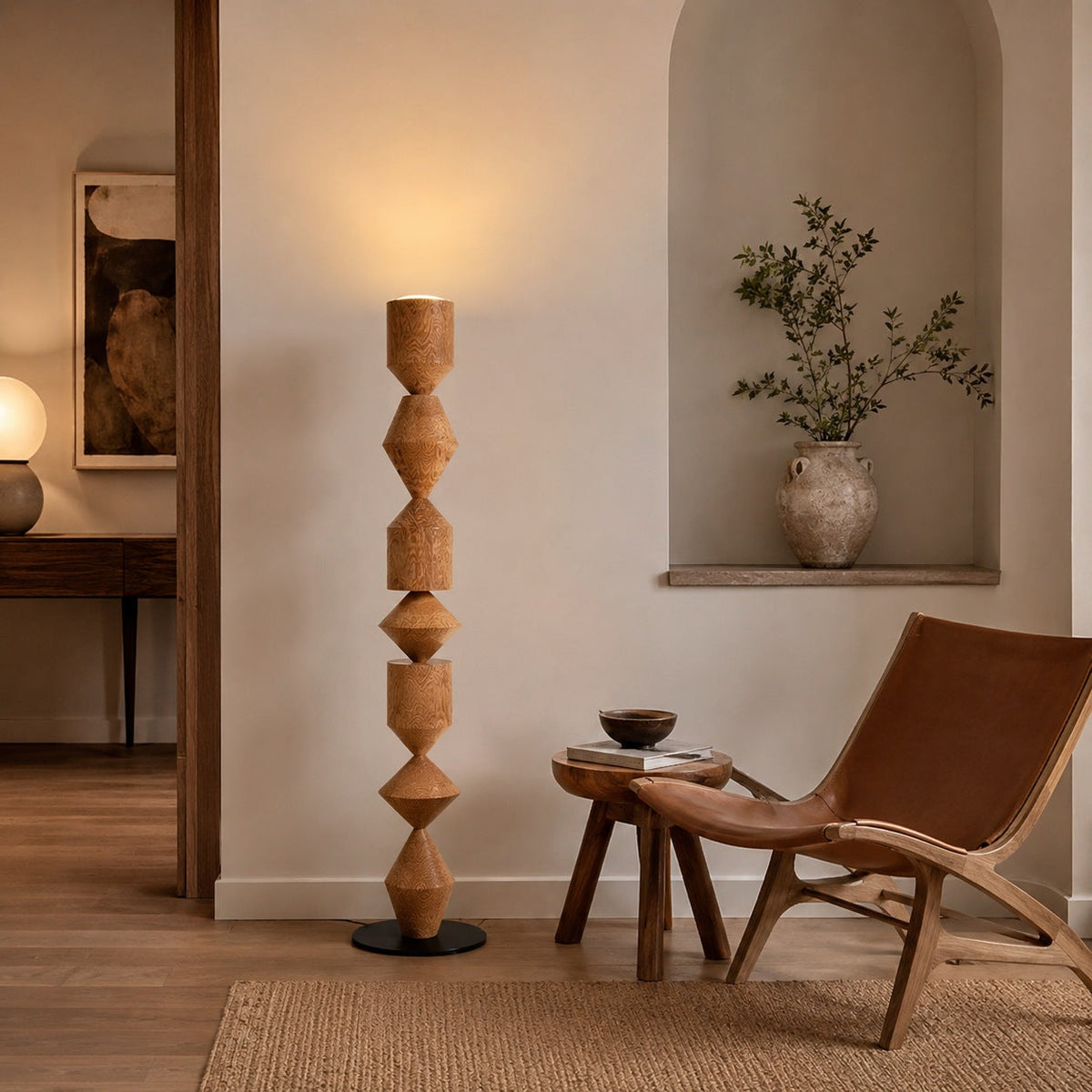 Indirect Uplight Iron Floor Lamp with E27 Socket in White or Wood Finish