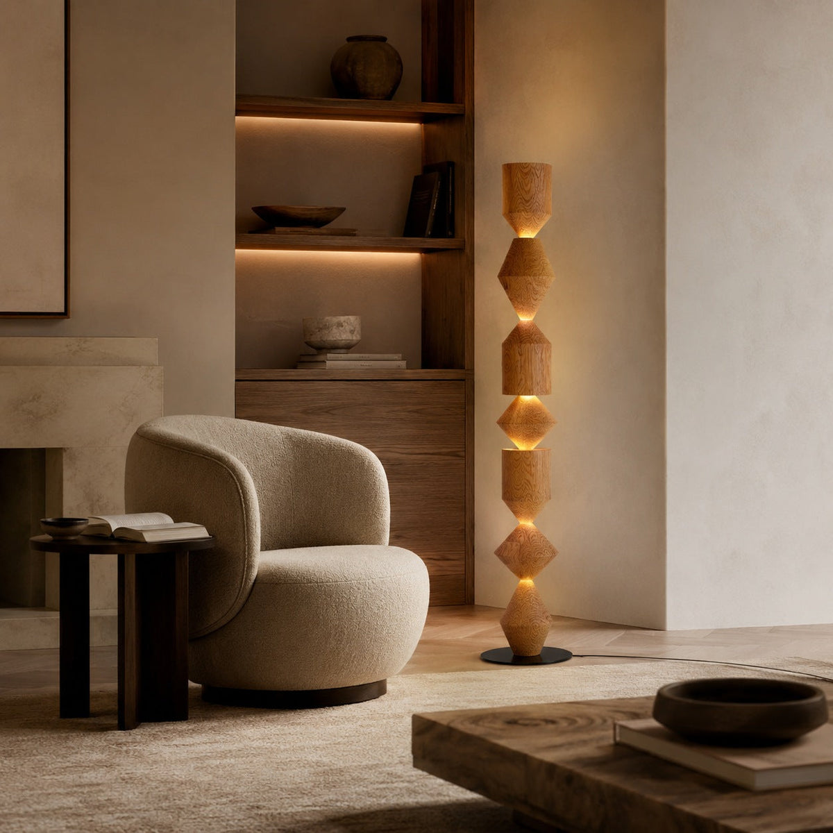 Indirect Uplight Iron Floor Lamp with E27 Socket in White or Wood Finish