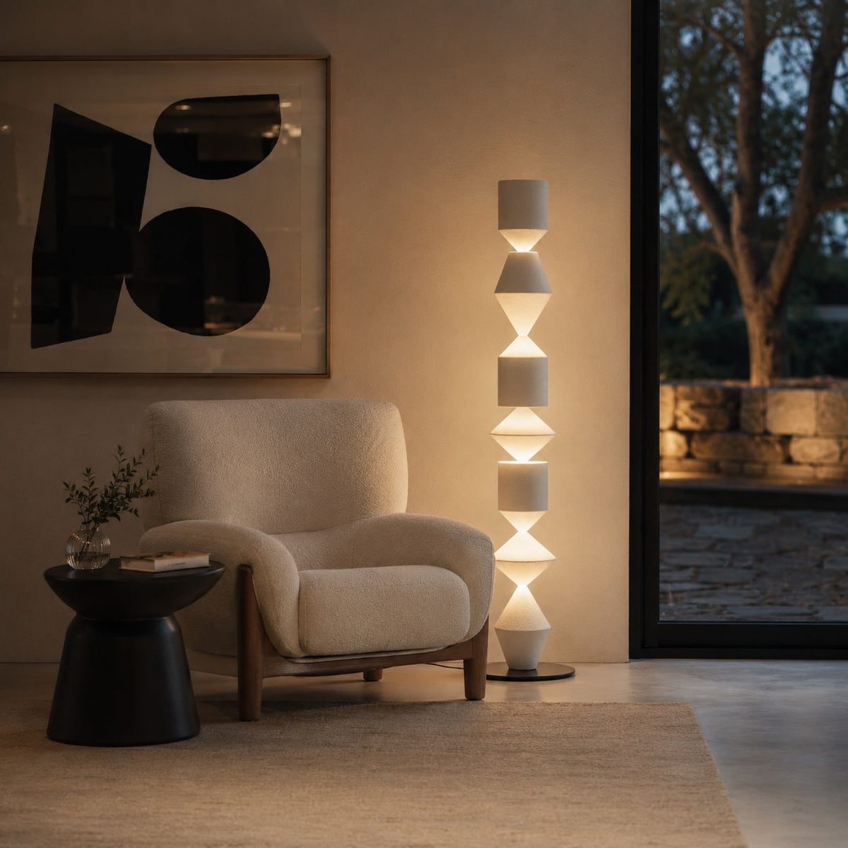 Indirect Uplight Iron Floor Lamp with E27 Socket in White or Wood Finish