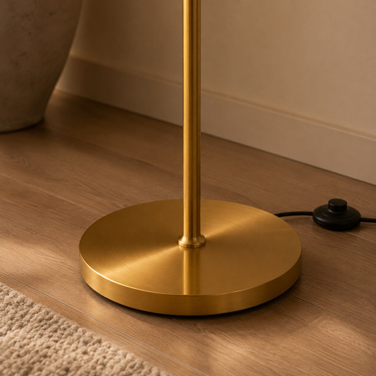 Opaline Glass Floor Lamp with Gold Metal Stem & Warm Built-In LED