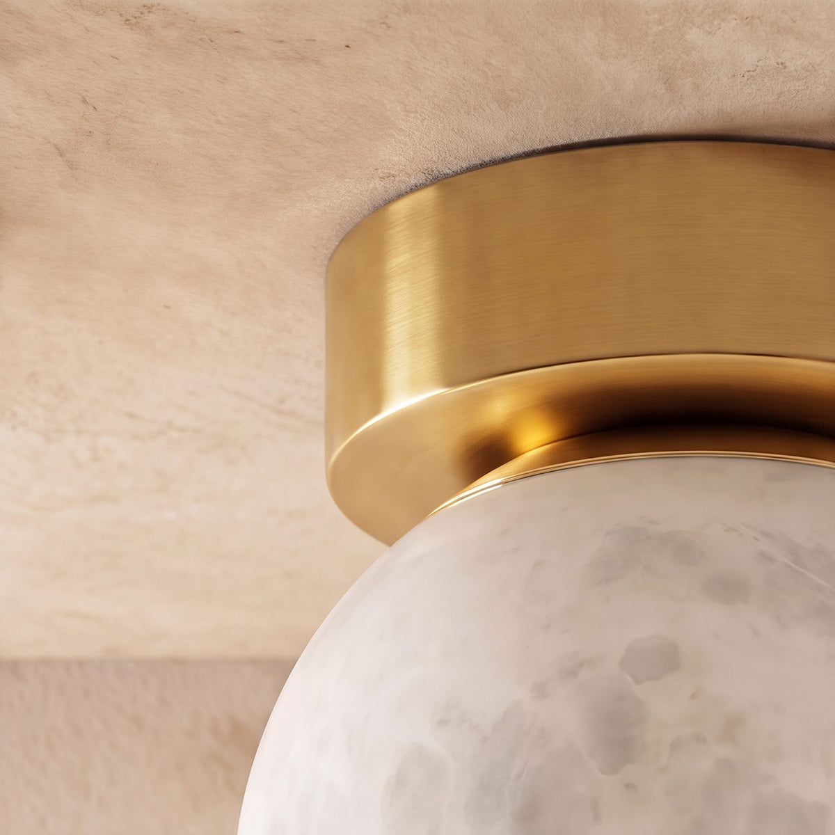 Alabaster Marble Cube or Globe Flush Mount Ceiling Light with Copper Base
