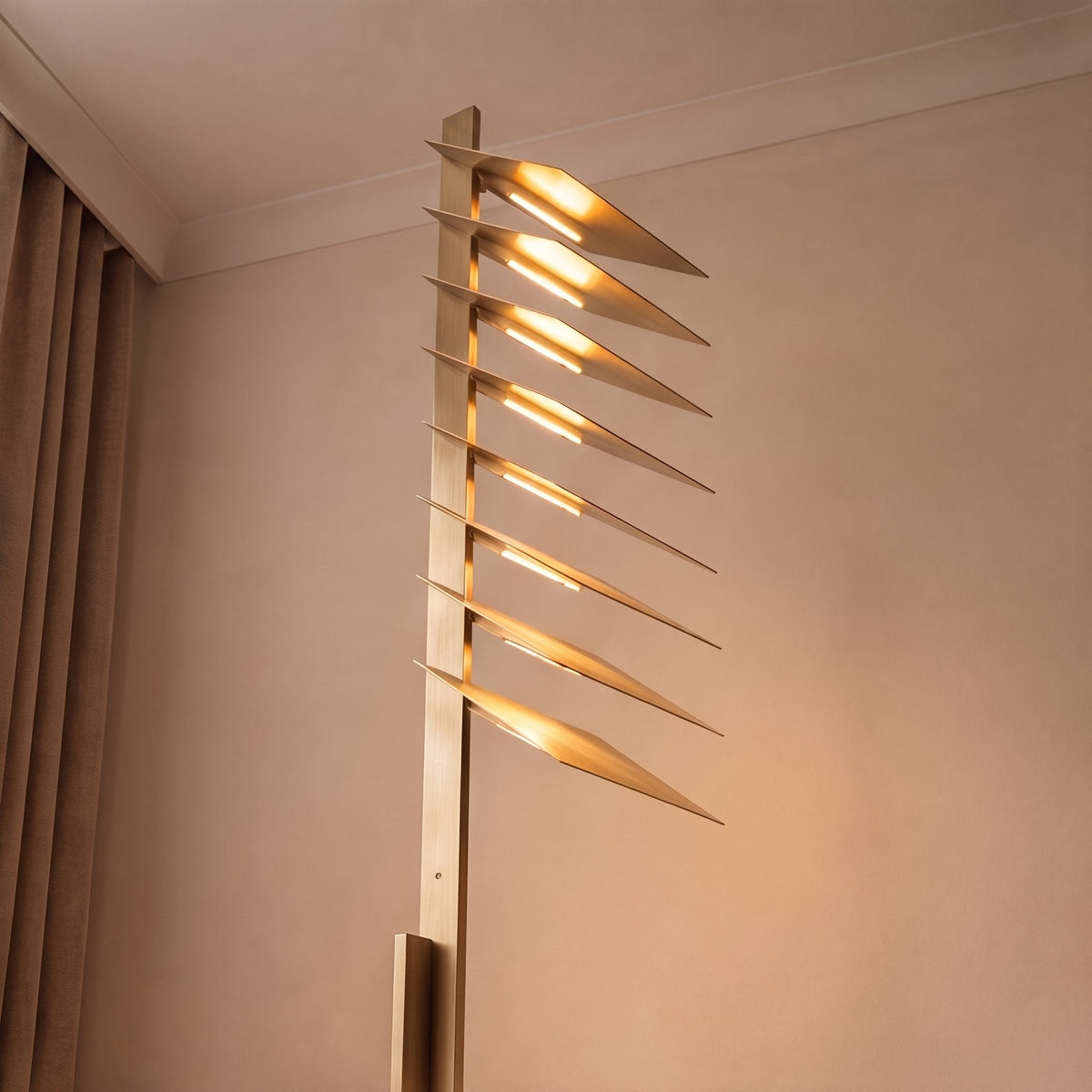 Louvred Aluminium Shade Industrial Floor Lamp in Bronze with Warm LED