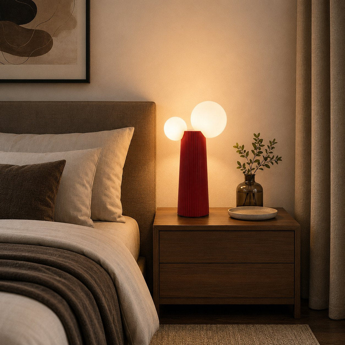 Resin Base Adjustable Height Table Lamp in Green White Latte Black or Dark Red
