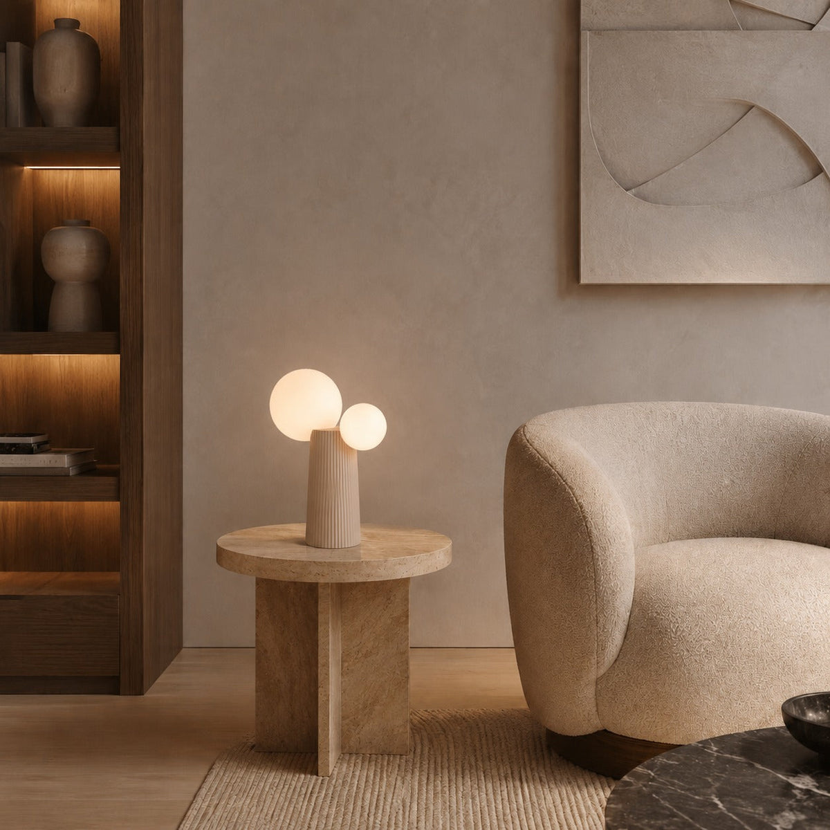 Resin Base Adjustable Height Table Lamp in Green White Latte Black or Dark Red
