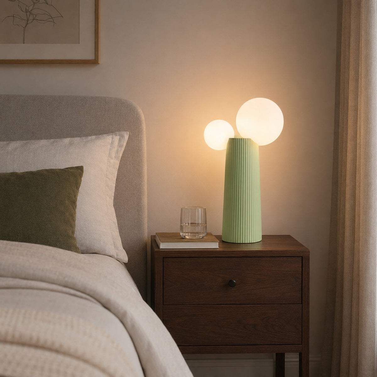 Resin Base Adjustable Height Table Lamp in Green White Latte Black or Dark Red