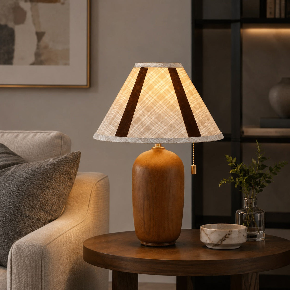 Walnut Wood Adjustable Table Lamp LED for Desk Nightstand & Home Office