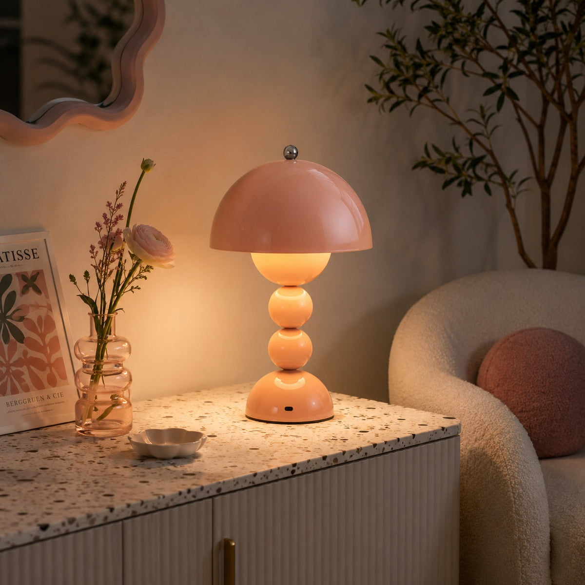 Flower Bud Acrylic Table Lamp Portable Touch LED USB Rechargeable