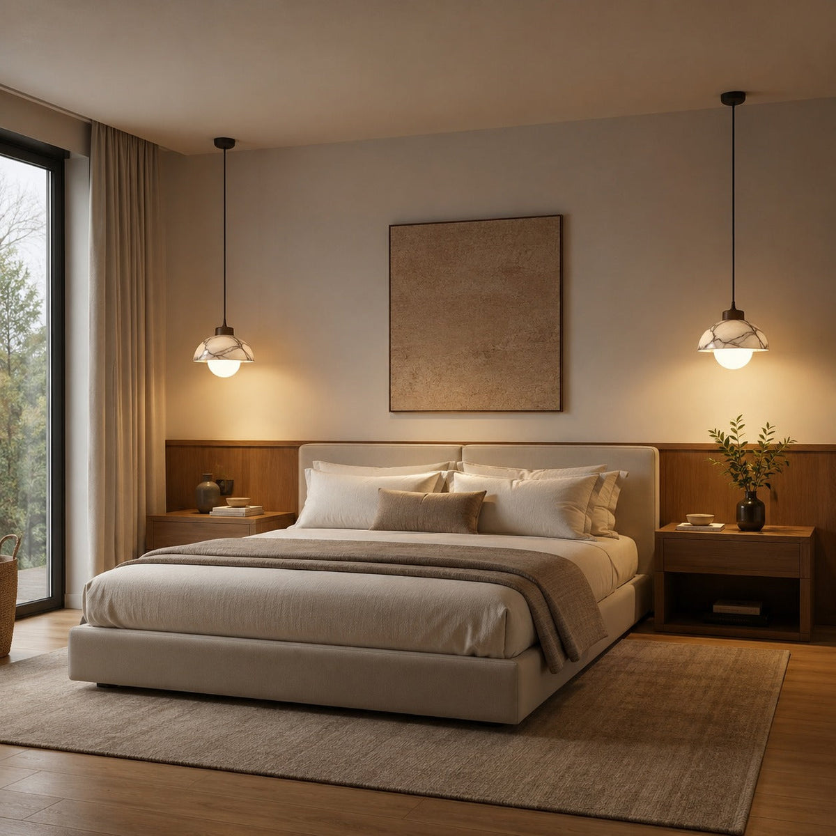 Alabaster Marble Mini Pendant Light 5W Warm LED for Bedside & Reading Nook