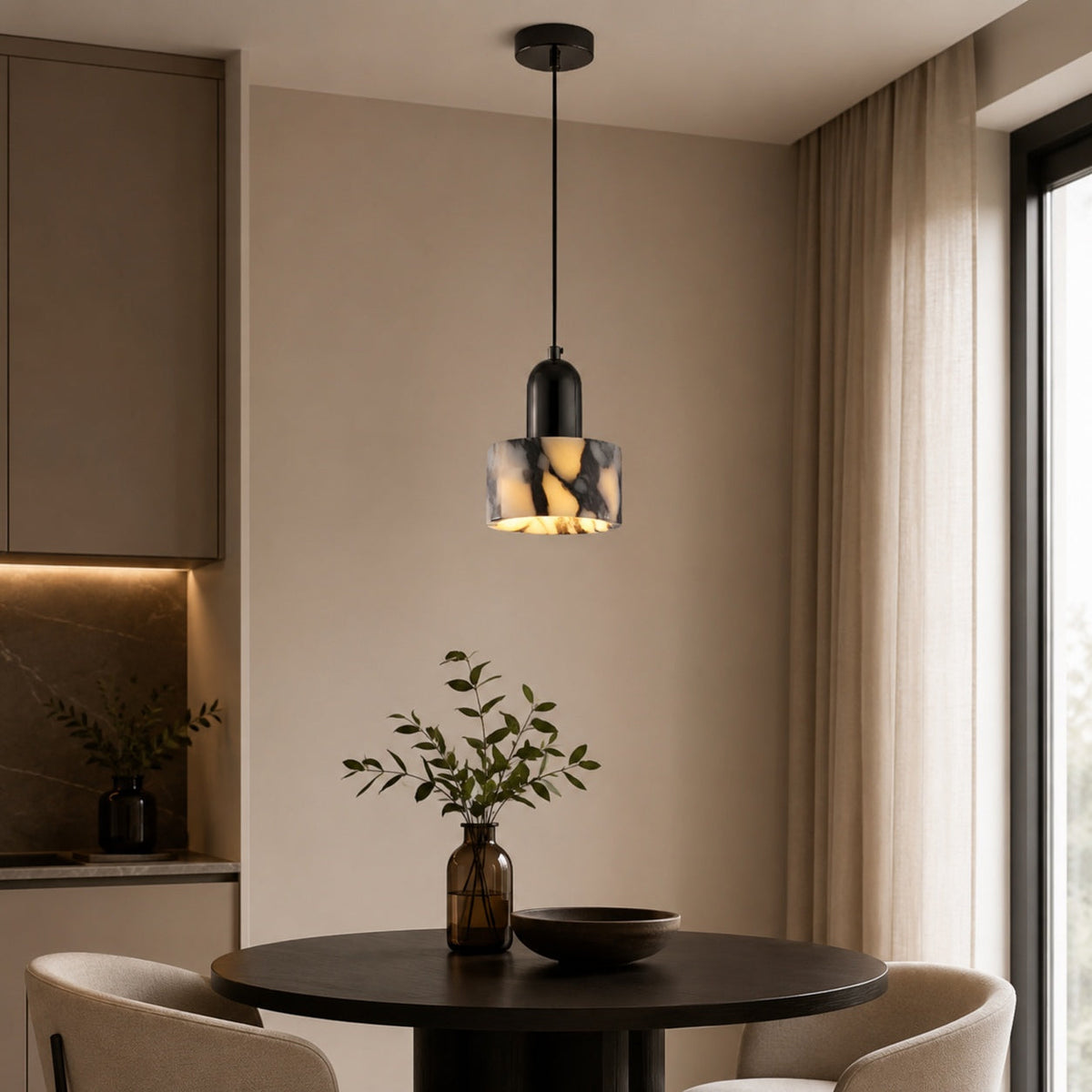 Alabaster Marble Mini Pendant Light 5W Warm LED for Bedside & Reading Nook