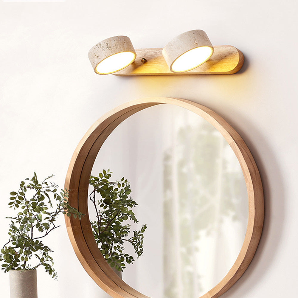 Rustic Wood & Stone Bathroom Vanity Wall Light 2 3 or 4 Light Hardwired