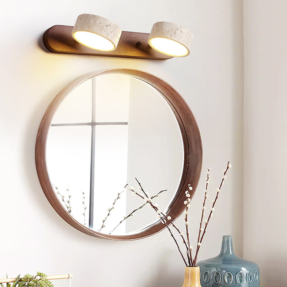 Rustic Wood & Stone Bathroom Vanity Wall Light 2 3 or 4 Light Hardwired
