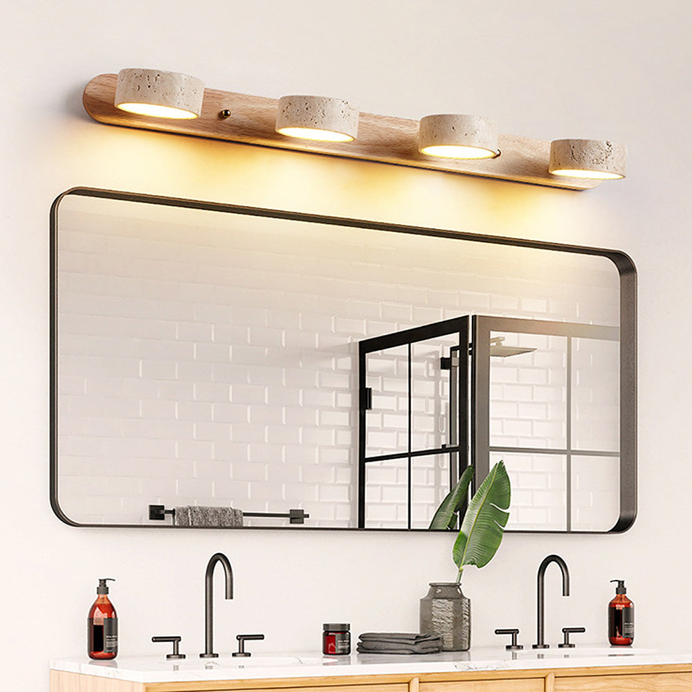 Rustic Wood & Stone Bathroom Vanity Wall Light 2 3 or 4 Light Hardwired
