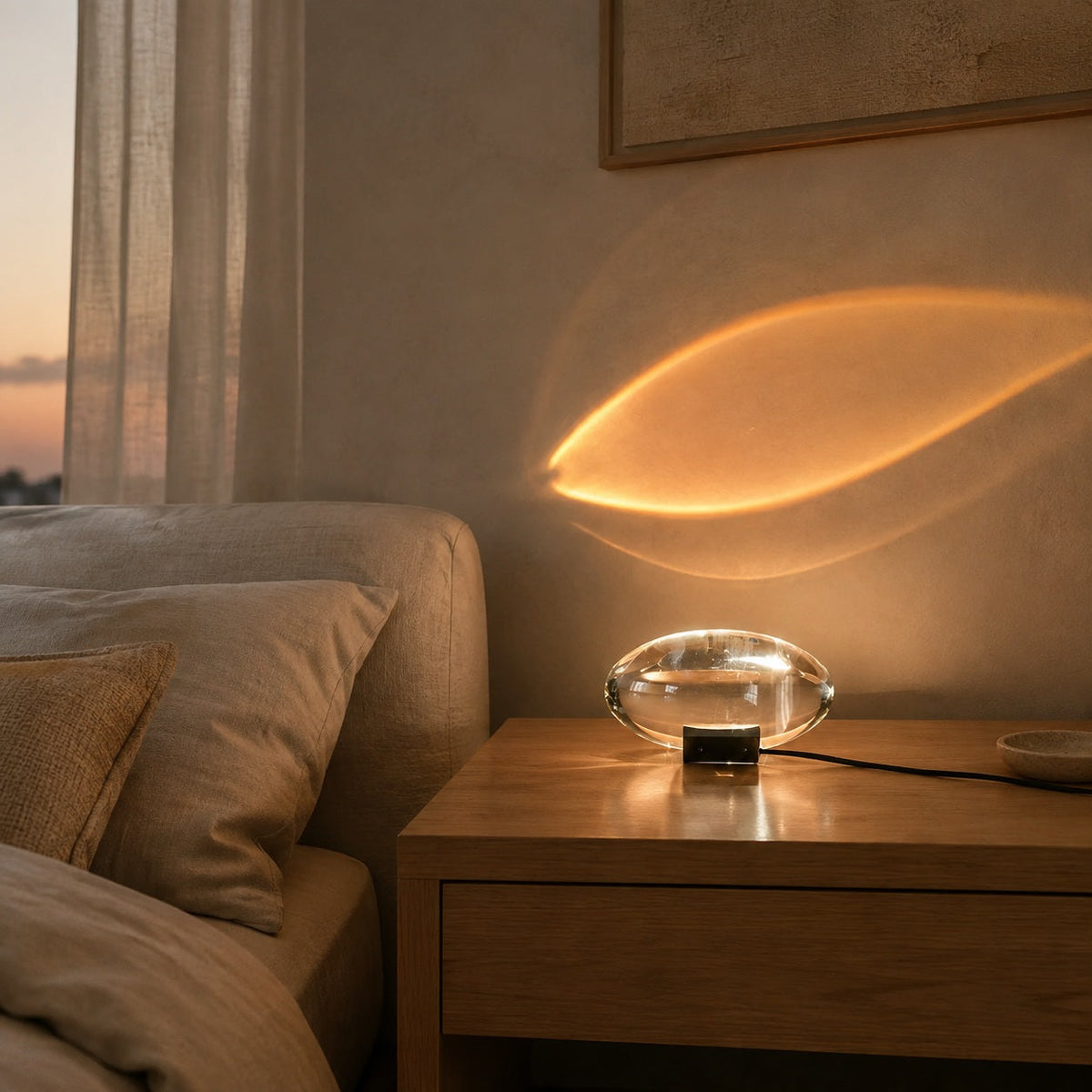 Clear & Chrome Mini LED Table Lamp with Adjustable Shade for Bedroom & Desk