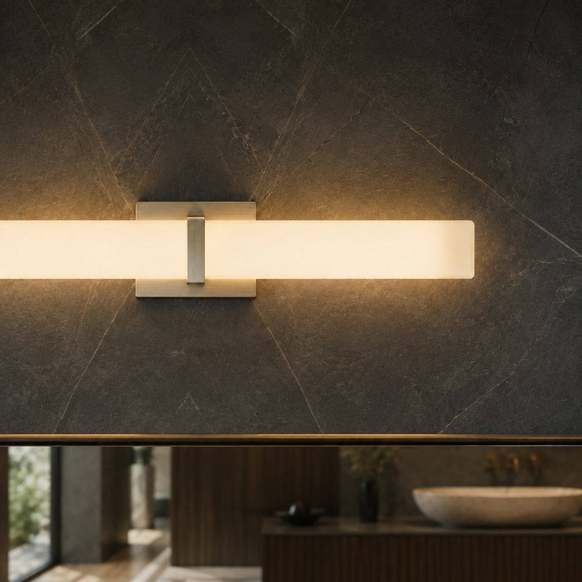 Stainless Steel Glass Panel LED Wall Light Glare-Free Bathroom Hallway
