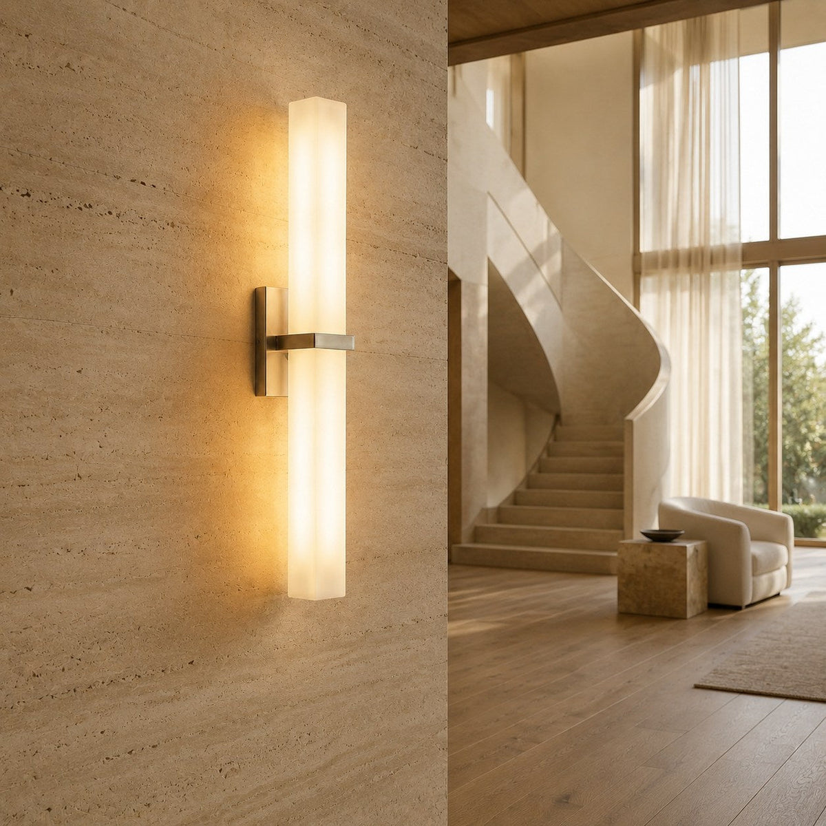Stainless Steel Glass Panel LED Wall Light Glare-Free Bathroom Hallway