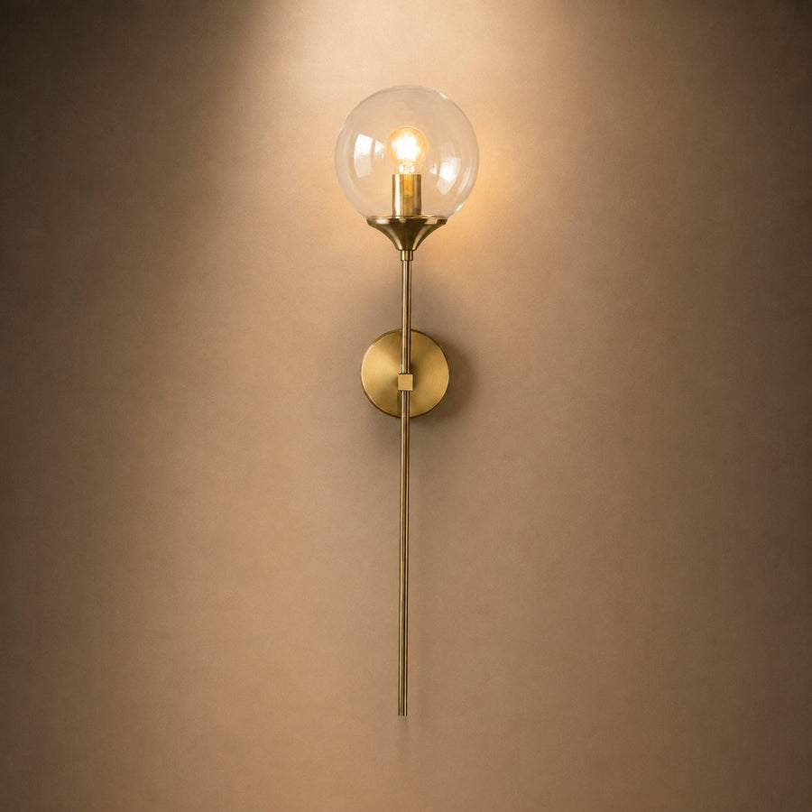 Globe Glass Wall Sconce Stand or Drop in Amber Grey or Clear Warm White LED