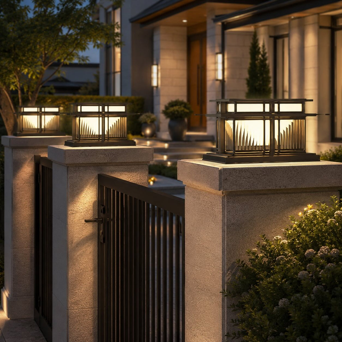 Sandblasted Metal Frosted Acrylic Pillar Light E27 Solar 12V 24V or Mains IP65