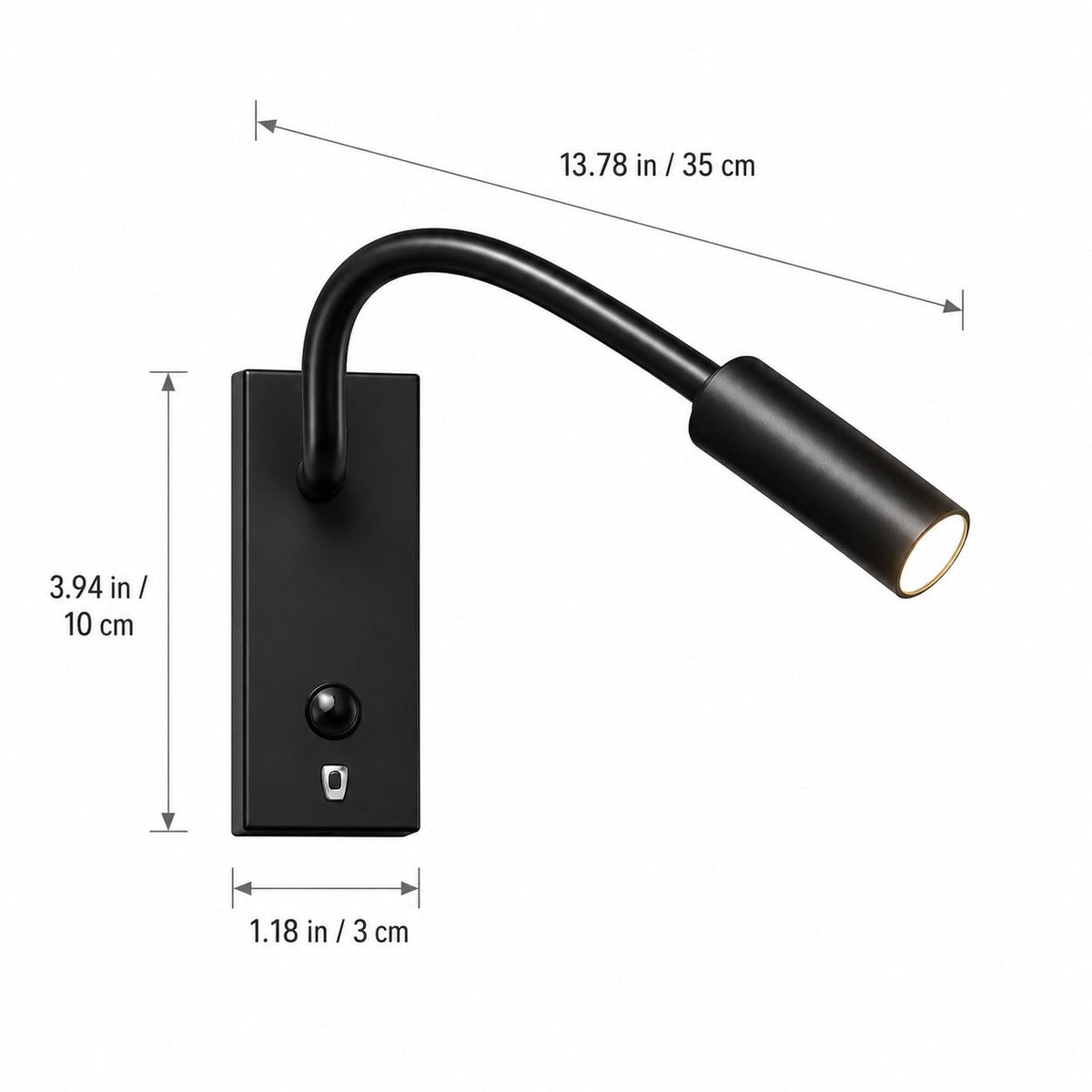 Flexible Gooseneck LED Wall Reading Light Hardwired Toggle Switch Bedside Lamp