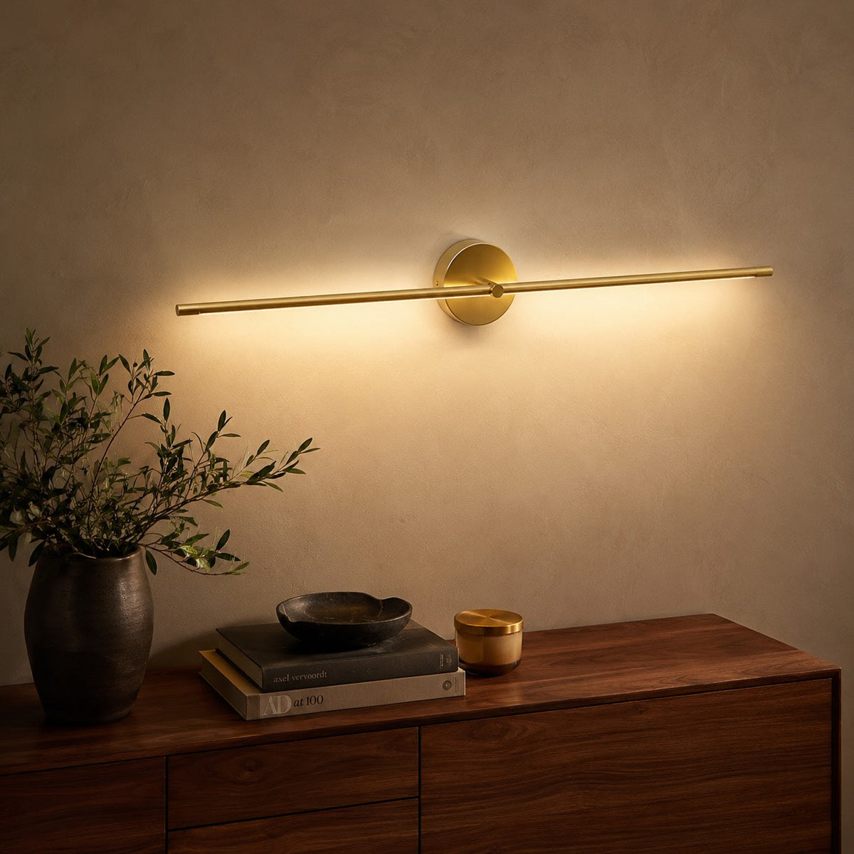 Acrylic Linear LED Wall Sconce Dimmable 68 to 128 cm Black or Gold Wall Light