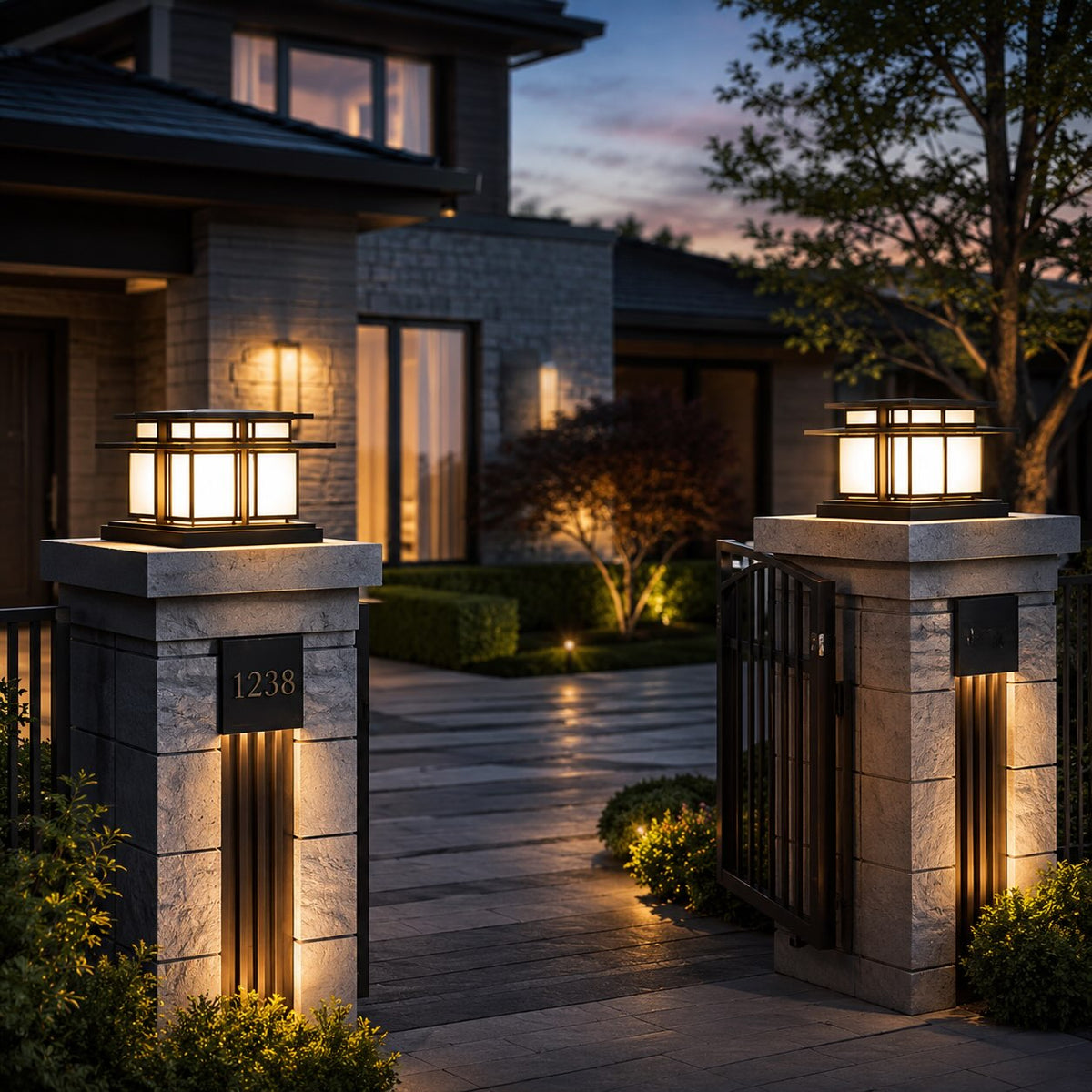 Sandblasted Metal Frosted Acrylic Pillar Light E27 Solar 12V 24V or Mains IP65