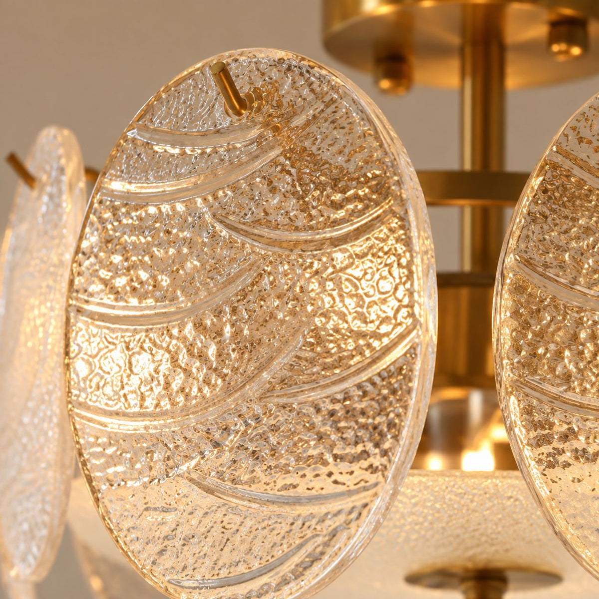 Copper & Clear Glass Multi-Head LED Flush Mount Ceiling Light 5 to 8 Light