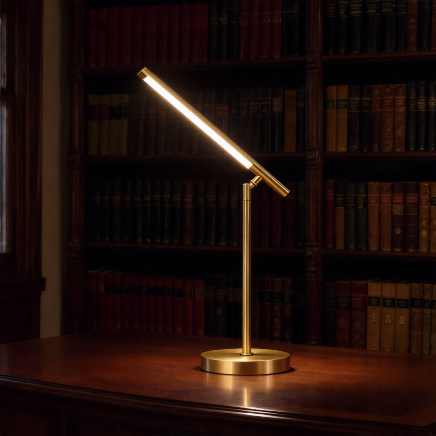 Brushed Brass Copper LED Desk Lamp Adjustable Head 3-Step Colour Dimming