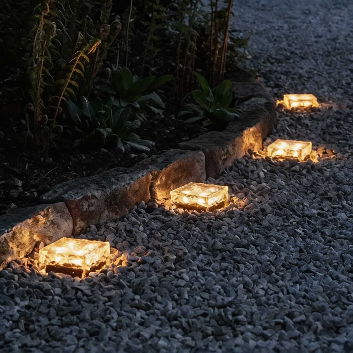 Ice Cube Glass Solar Path Light Tempered Glass LED for Garden Walkways