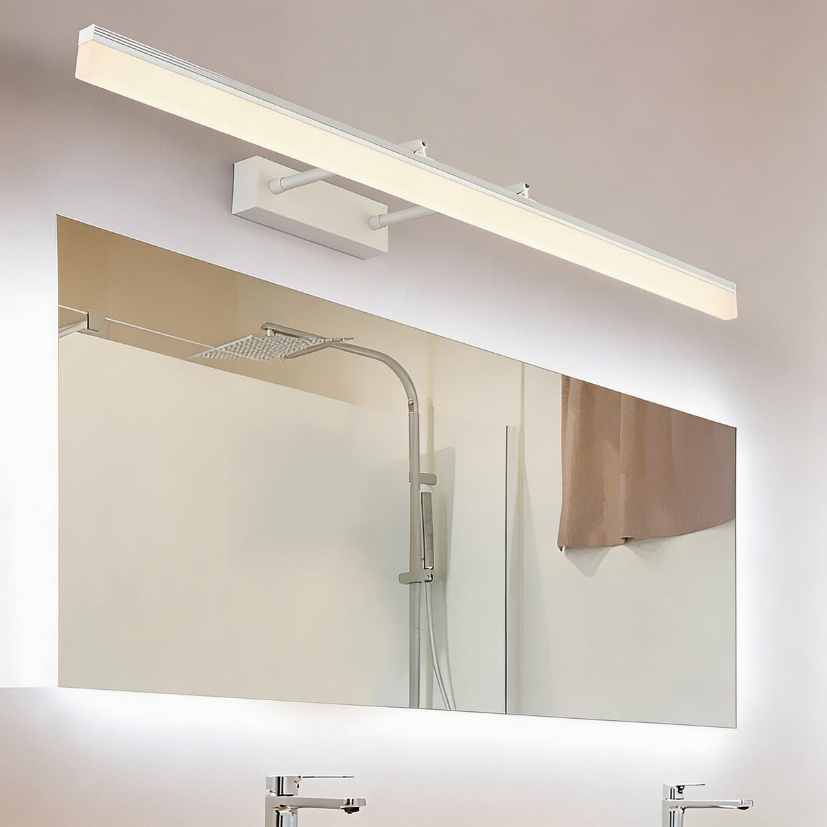 Extendable Dual Rod Stainless Steel LED Vanity Light Bar Tri-Colour