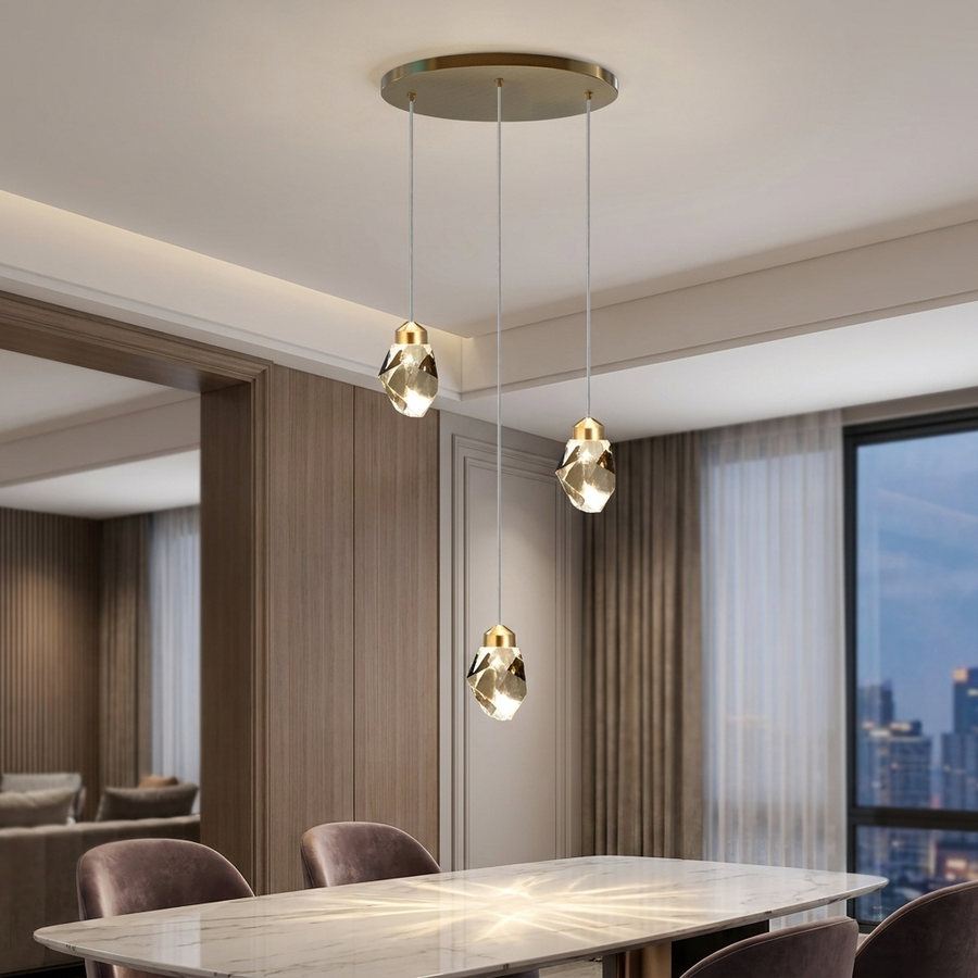 High-Clarity Crystal LED Chandelier 3 to 35 Lights Adjustable for Living Room