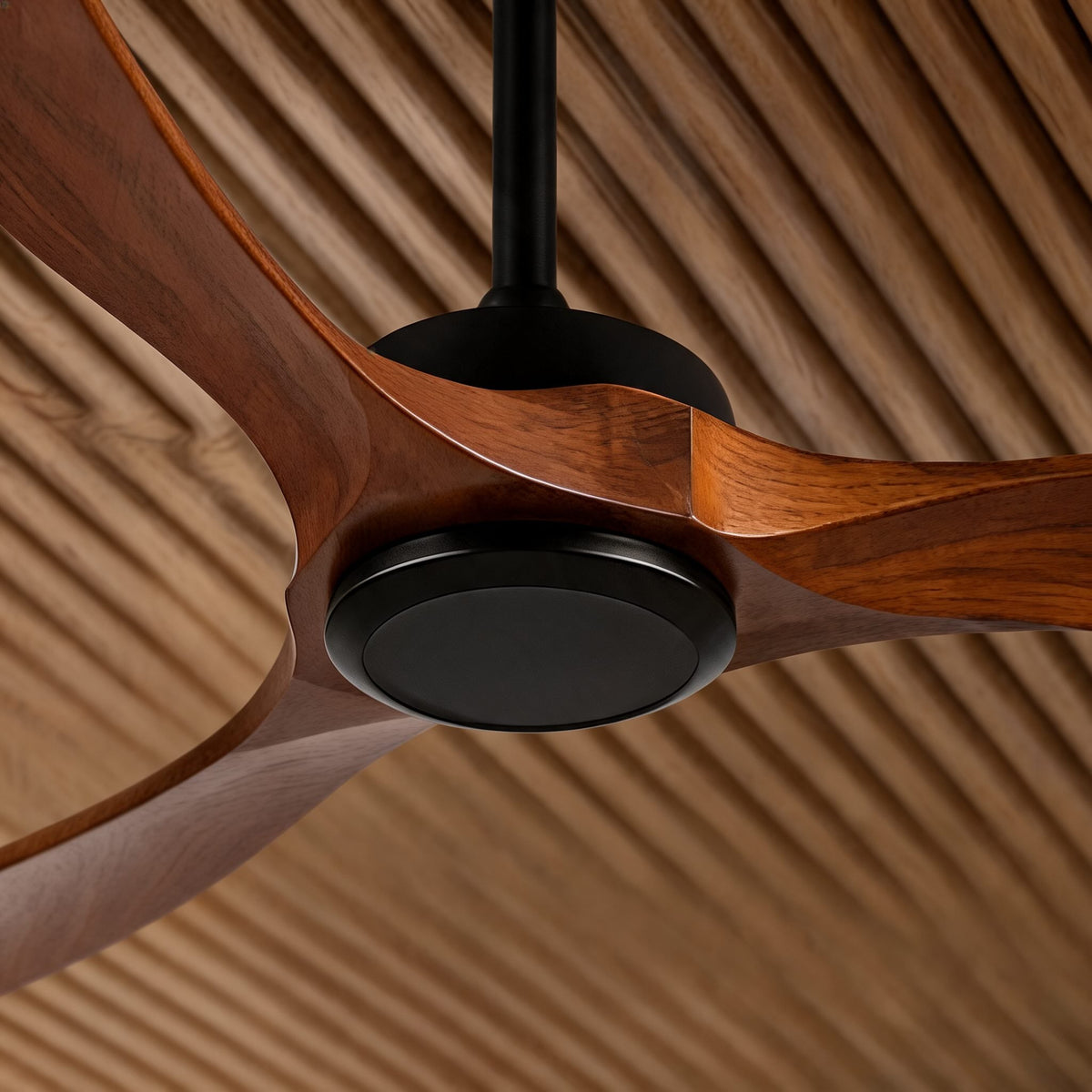 Walnut Wood Blade Outdoor Ceiling Fan IP65 Waterproof 6 Speed 105 to 152 cm