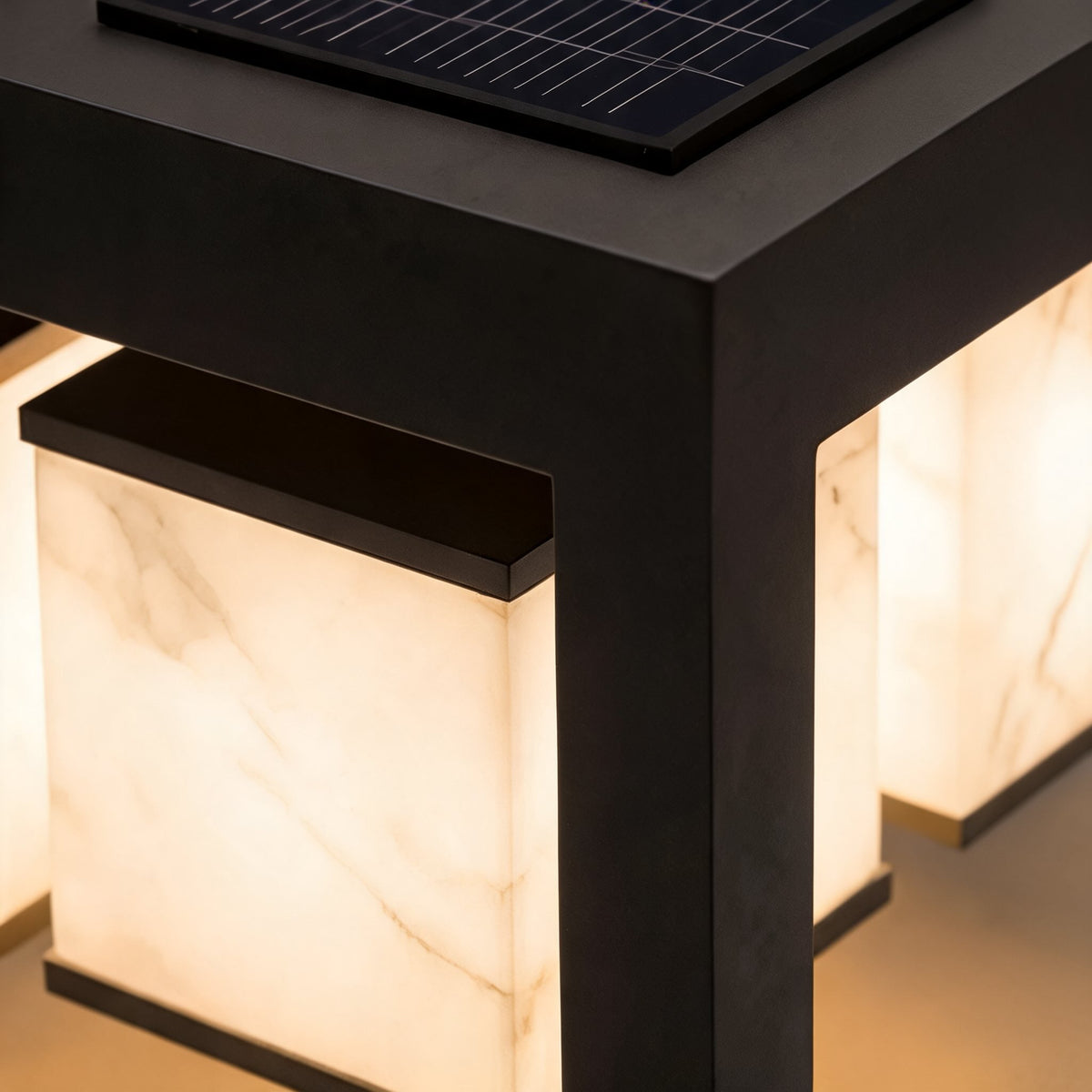 Layered Square Deck Post Light Stainless Steel Solar 12V or Hardwired Warm LED