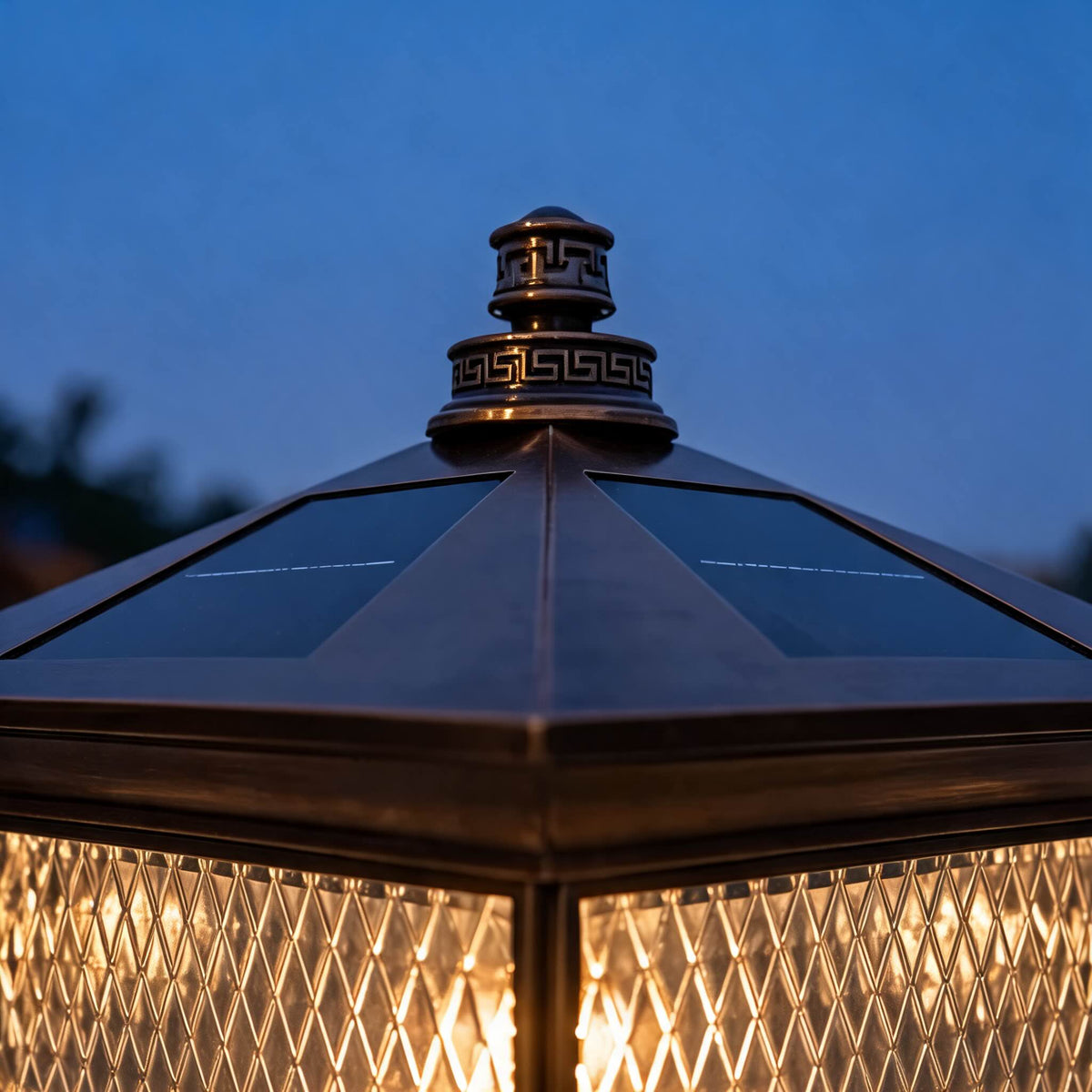 Diamond Glass Solar Post Light in Black Bronze or Copper Aluminium Remote IP65