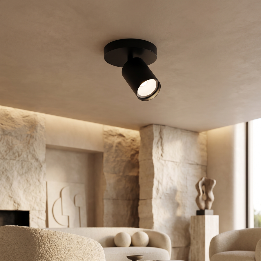 Modern Ceiling Light Adjustable Flush - 1 Head Black