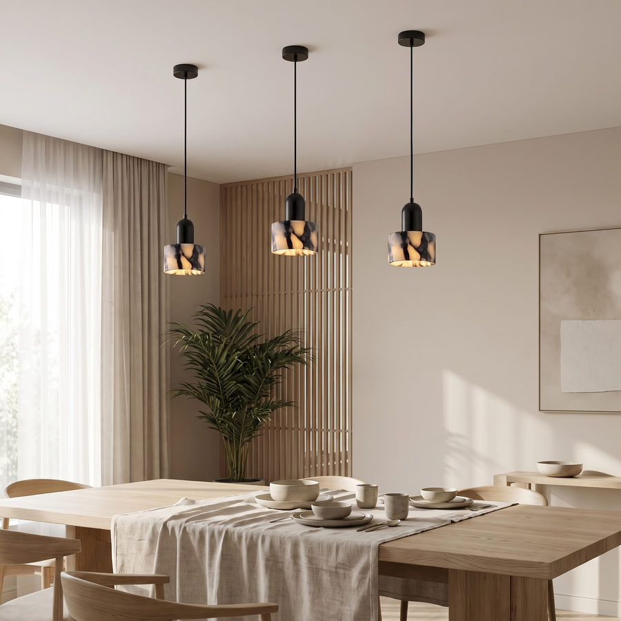 Nordic Pendant Light Hanging Alabaster - Cylinder Shape