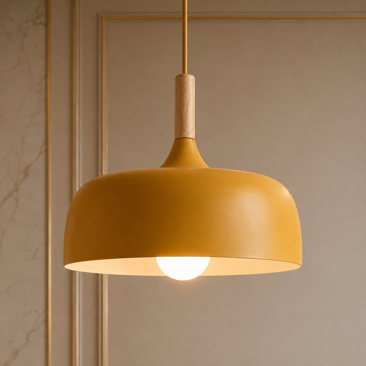Acorn Zinc Alloy & Wood Pendant Light in Seven Colours for Kitchen Island