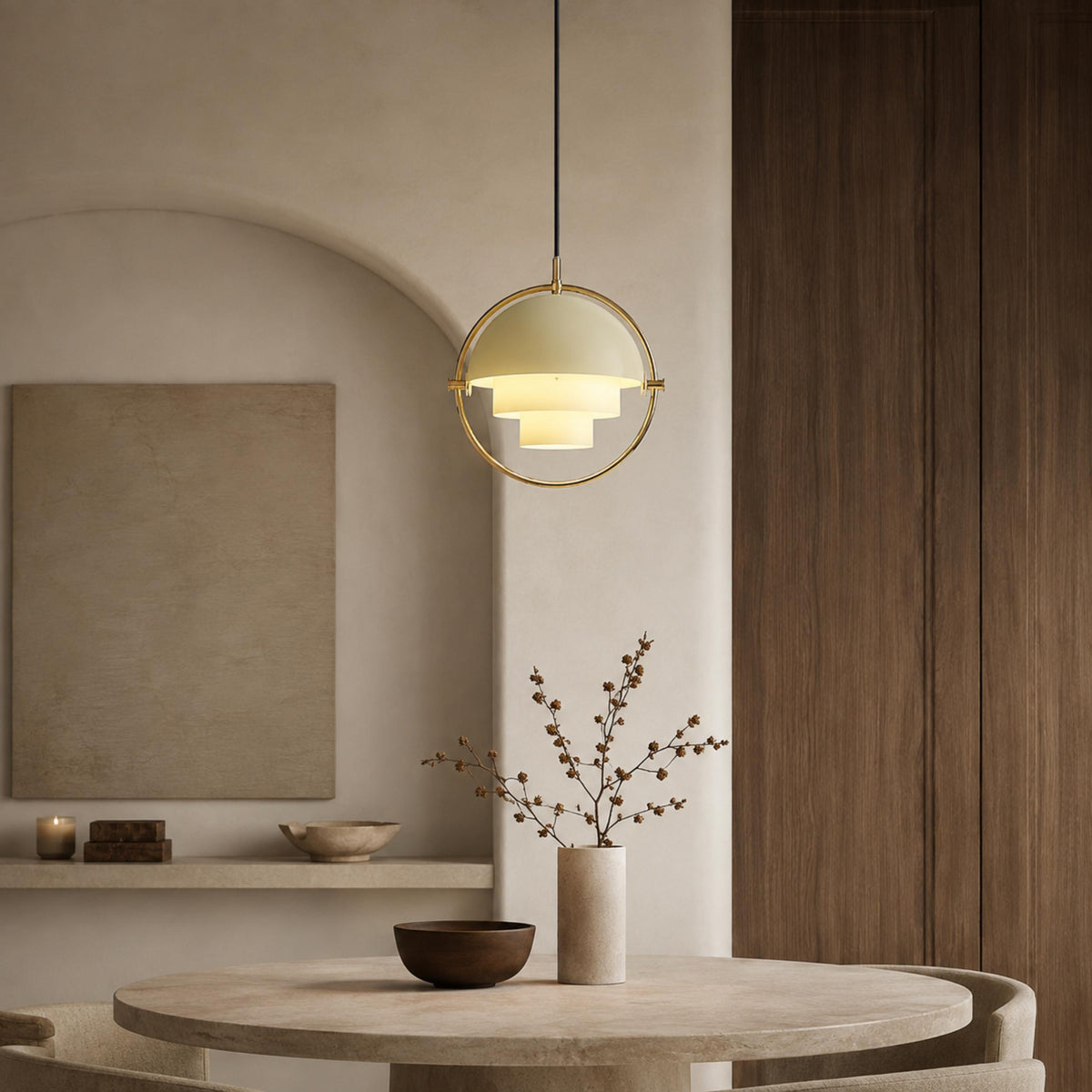 Adjustable Hemisphere Shade Pendant Light Copper or Chrome Two-Tone