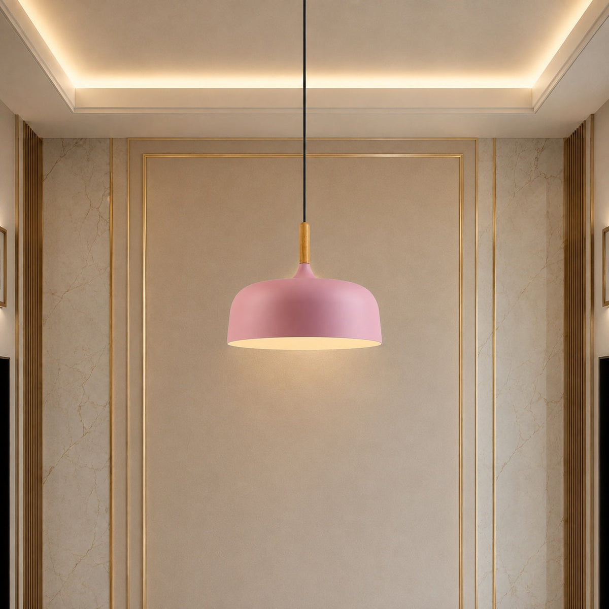 Acorn Zinc Alloy & Wood Pendant Light in Seven Colours for Kitchen Island