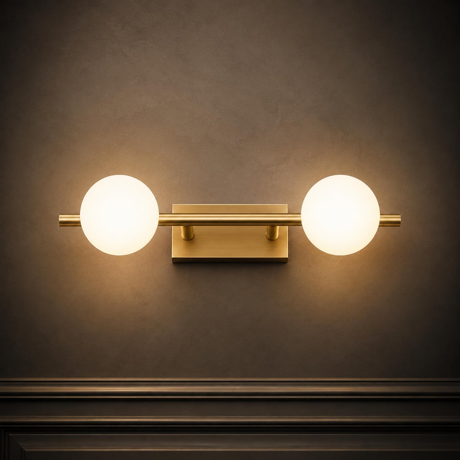 Solid Copper Milk Glass LED Vanity Light 2 to 5 Heads Tri-Colour Bathroom