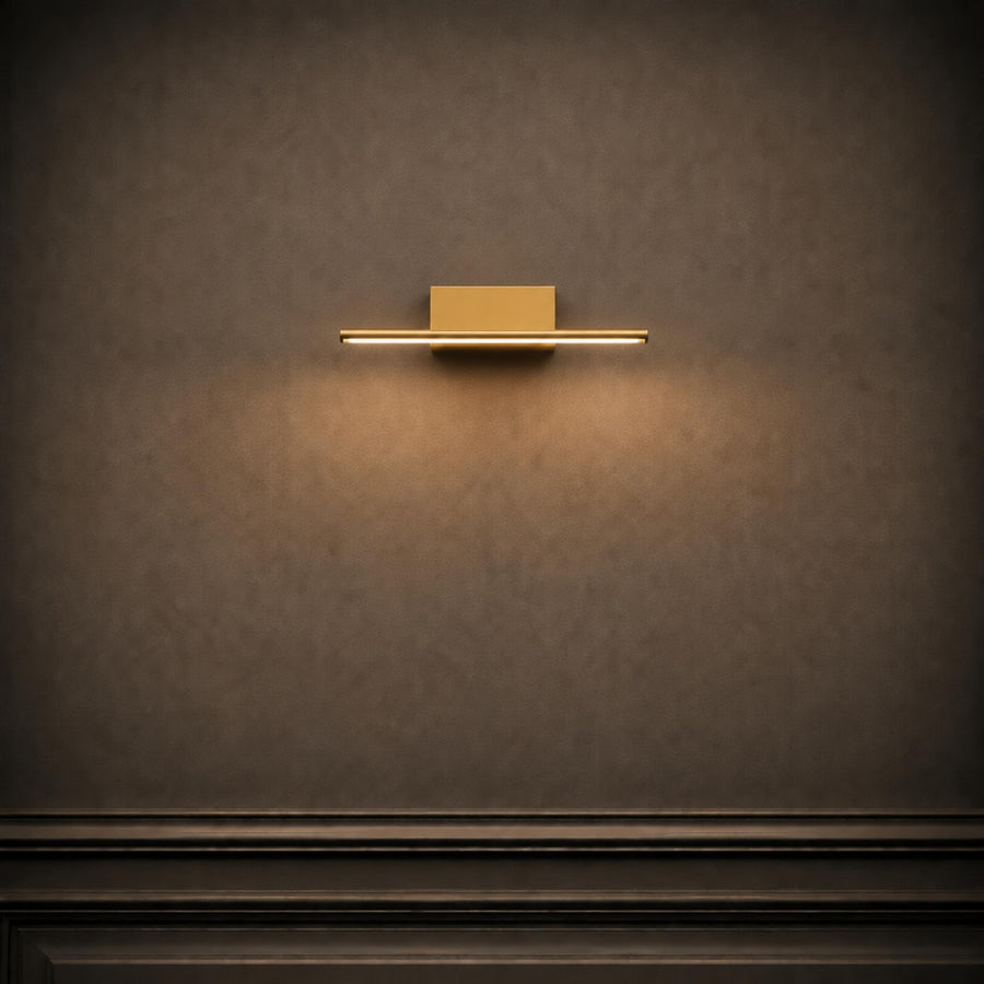 Brushed Brass Slim Cylinder LED Vanity Light Neutral 4000K Bathroom Wall