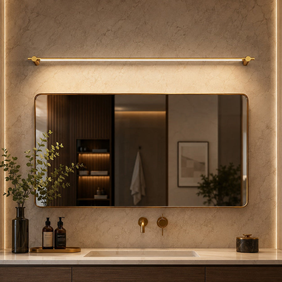 Polished Brass Linear LED Vanity Wall Light Warm White 90cm or 120cm