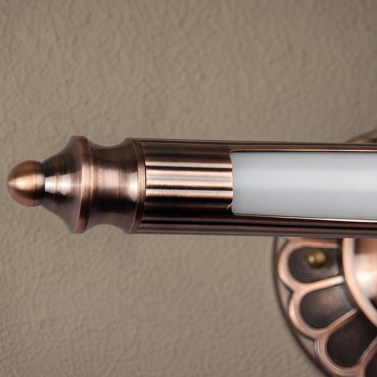 Bronze Retro Cylinder LED Vanity Light with Floral Wallplate 70 or 90cm