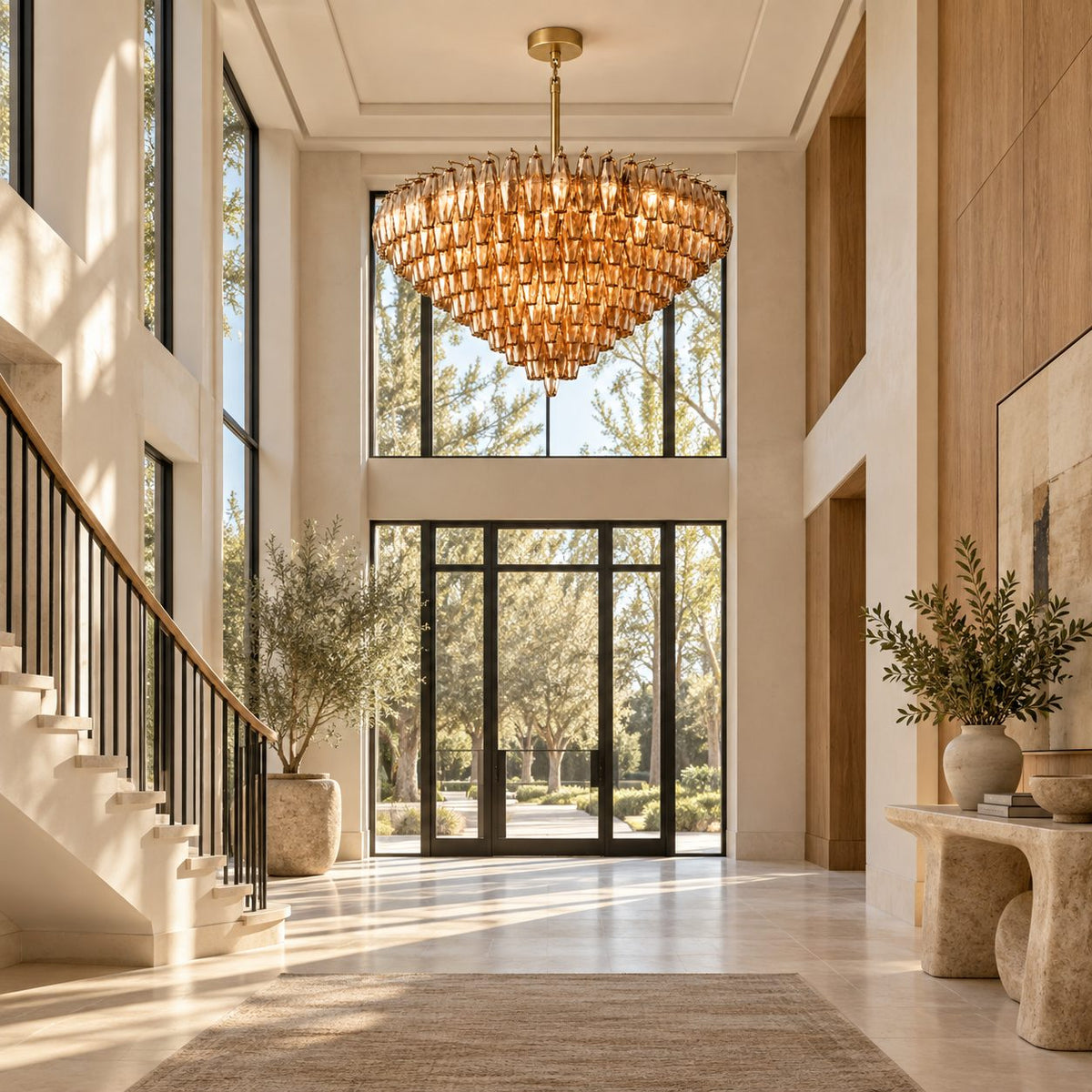 Inverted Dome Glass Prism Chandelier 8 to 13 Tier in Brass Black or Nickel